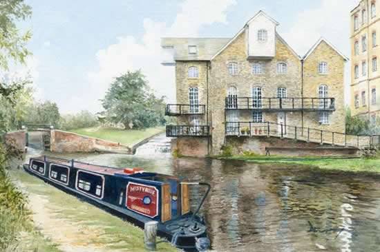 Coxes Lock Addlestone - Surrey Scenes Art Gallery Painting
