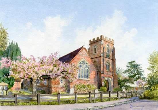 Windlesham Church - Surrey Scenes Art Gallery Painting