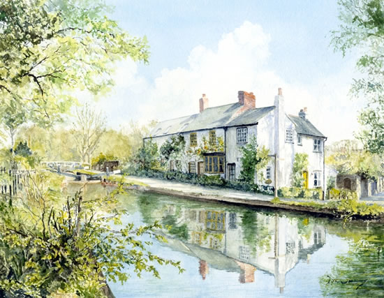 Woodham Lock Surrey - Watercolour Painting by David Drury - Surrey Artist