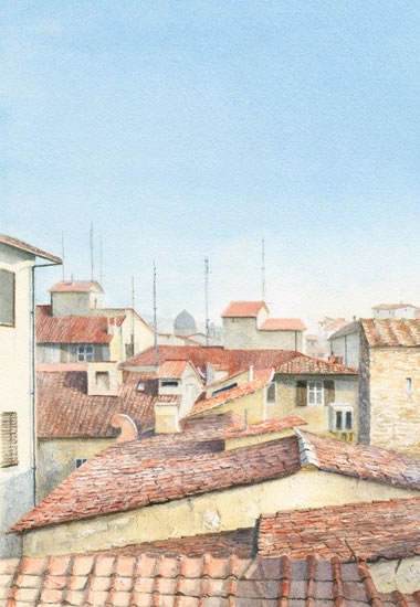 Florence Roof Tops - Art Gallery - Painting by Woking Surrey Artist