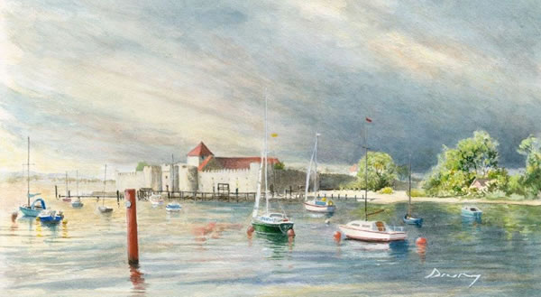 Approaching Storm - Portchester Castle Hampshire - Art Gallery - Fine Art Prints of Painting by Woking Surrey Artist