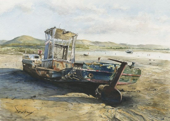 Wreck - Wrecked Boat On Beach - Prints Of Painting Drury Art Gallery