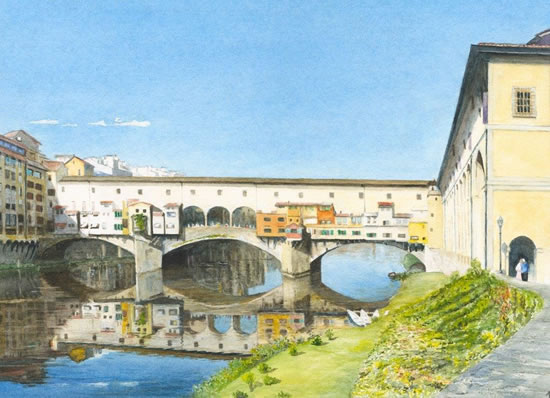 Ponte Vecchio Florence Italy - Prints Of Painting - Italian Art Gallery - Old Bridge