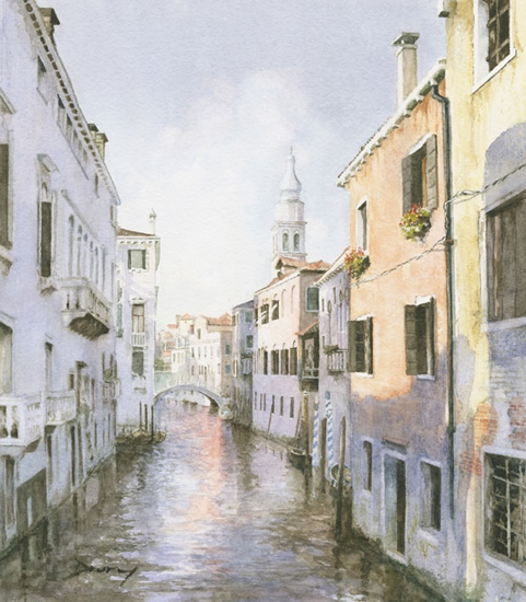 Venice Italy - Venetian Canal & Bridge - Fine Art Prints of Watercolour Painting
